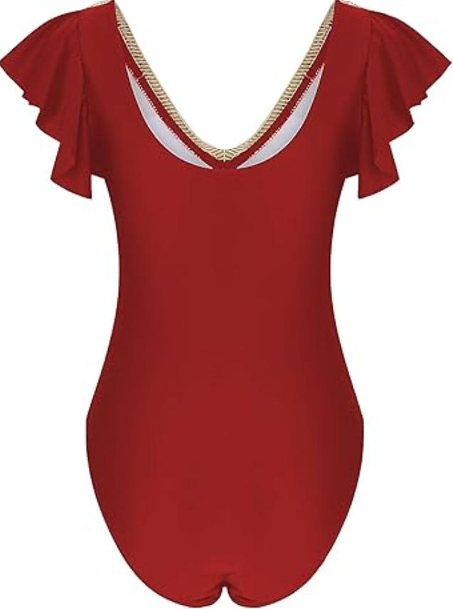 Women's One Piece Swimsuits Tummy Control Bathing Suits Deep V Lace Neckline, L