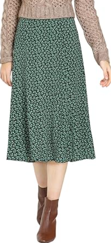 Allegra K Women's Floral Midi Skirt Peasant Elastic Waist A-Line Ditsy Skirts, M