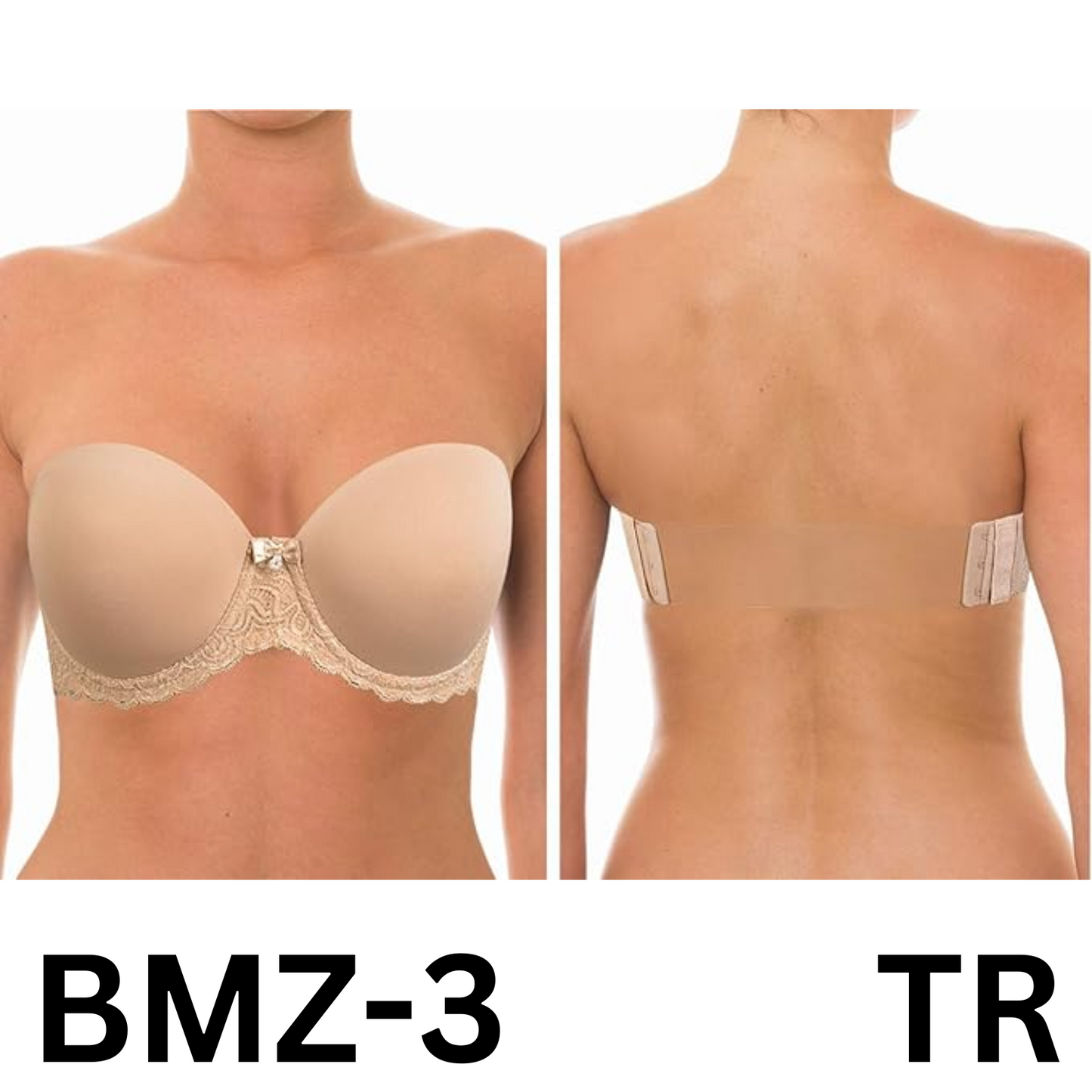 YANDW Strapless Lightly Padded Full Figured Coverage Bra Clear Back Multiway 36D