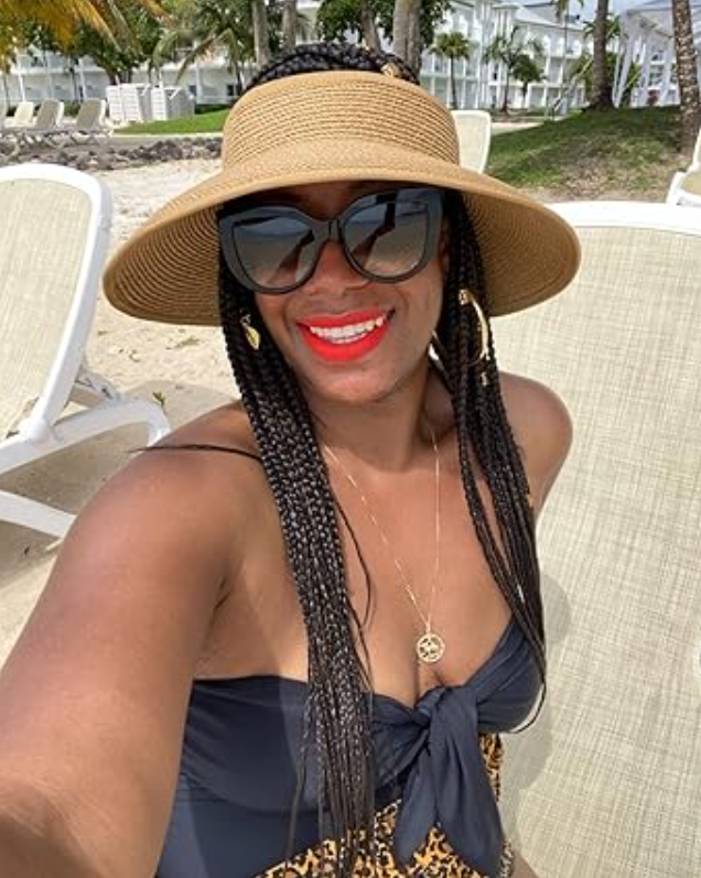 FURTALK Sun Visor Hats for Women Wide Brim Straw Roll-Up Ponytail Summer Beach