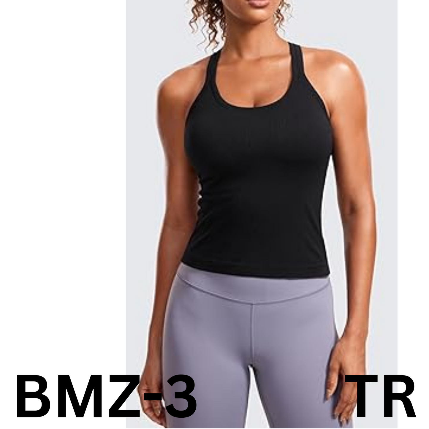 CRZ YOGA Seamless Ribbed Women Tank Top Racerback Camisoles with Built in Bra, S