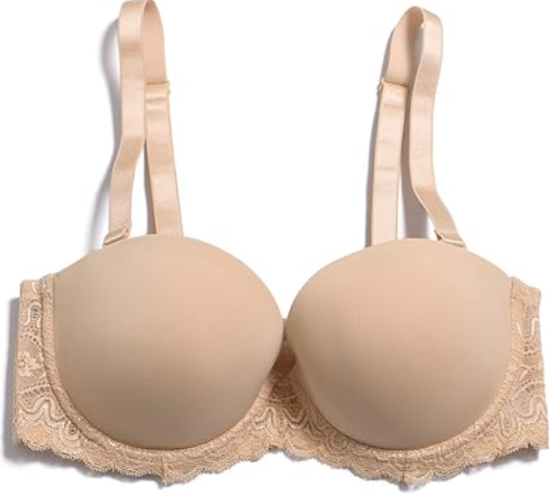 YANDW Strapless Lightly Padded Full Figured Coverage Bra Clear Back Multiway 36D