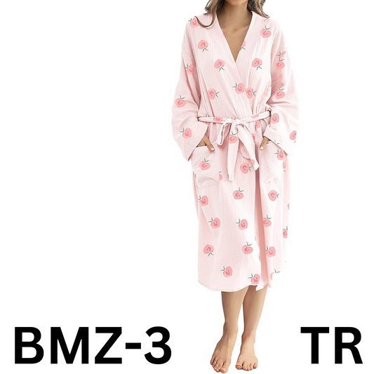 Women's Robe, Lightweight Soft Seersucker Kimono Bathrobe Nursing Loungewear, M