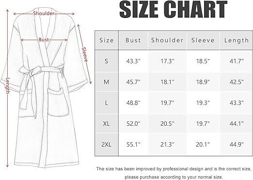 Women's Robe, Lightweight Soft Seersucker Kimono Bathrobe Nursing Loungewear, M
