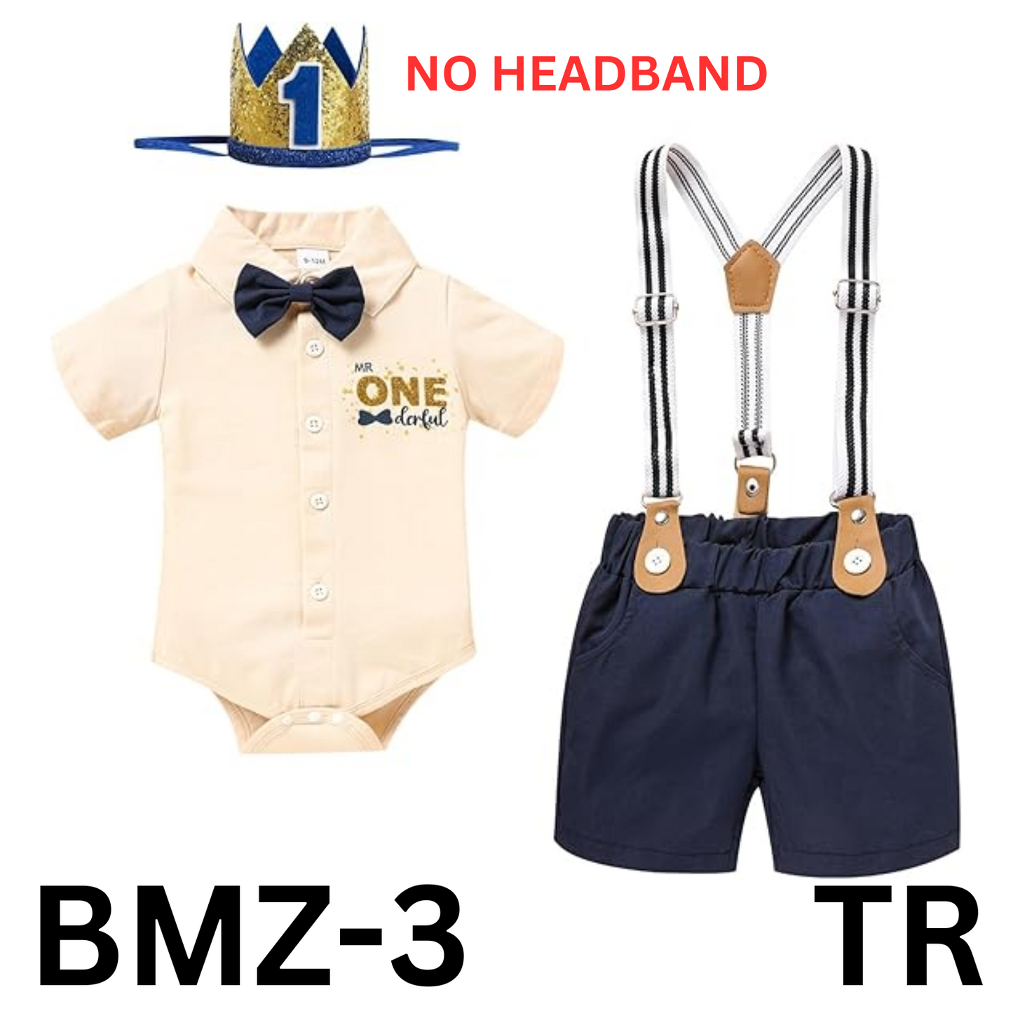 Baby 1st Birthday Outfits Boy Cake Smash Mr Onederful Gentleman Bowtie Romper 9M