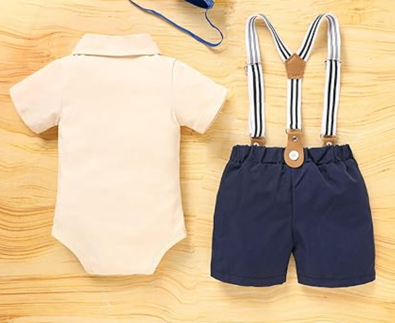 Baby 1st Birthday Outfits Boy Cake Smash Mr Onederful Gentleman Bowtie Romper 9M