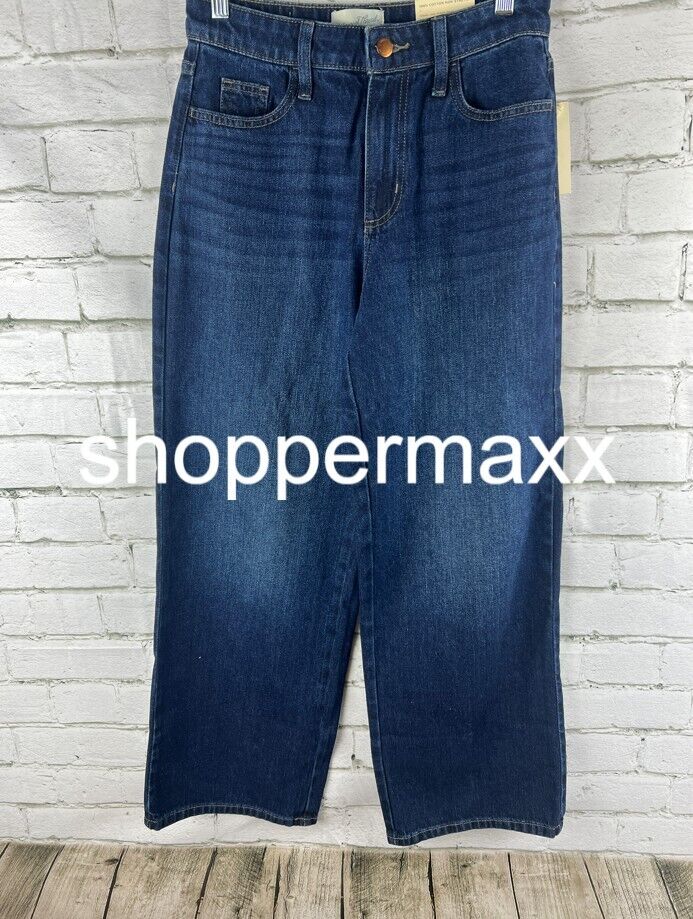WOMEN'S HIGH-RISE WIDE LEG JEANS - UNIVERSAL THREAD, DARK WASH, 2 SHORT