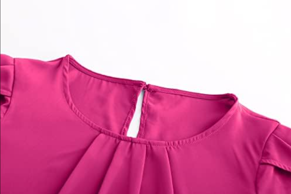 TASAMO Women's Loose Casual Short Sleeve Chiffon Top T-Shirt Blouse, Rose Red XL