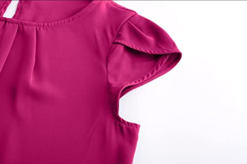 TASAMO Women's Loose Casual Short Sleeve Chiffon Top T-Shirt Blouse, Rose Red XL