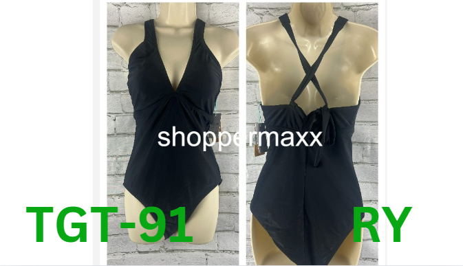 Women's Keyhole Cross Neck Medium Coverage One Piece Swimsuit - Kona Sol,Black,M