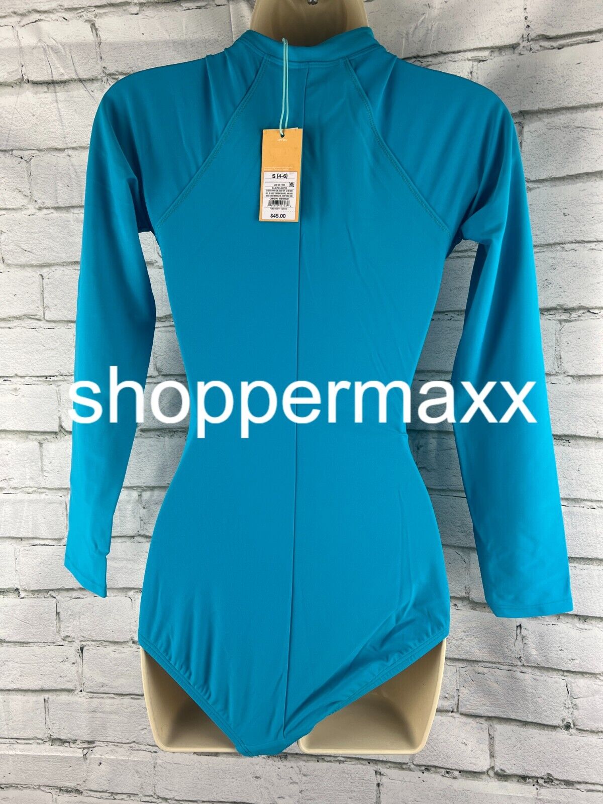 Women's Long Sleeve Rash Guard High Coverage One Piece Swimsuit - Kona Sol, Blue