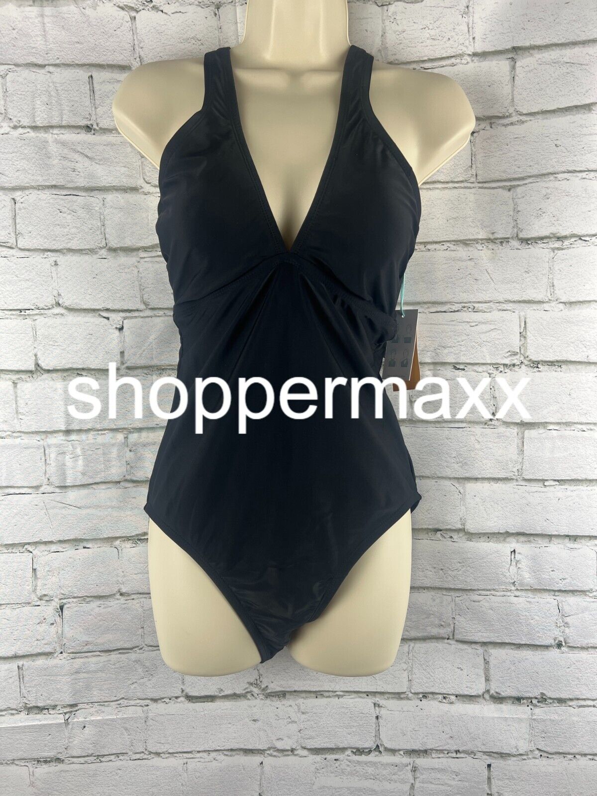 Women's Keyhole Cross Neck Medium Coverage One Piece Swimsuit - Kona Sol,Black,M