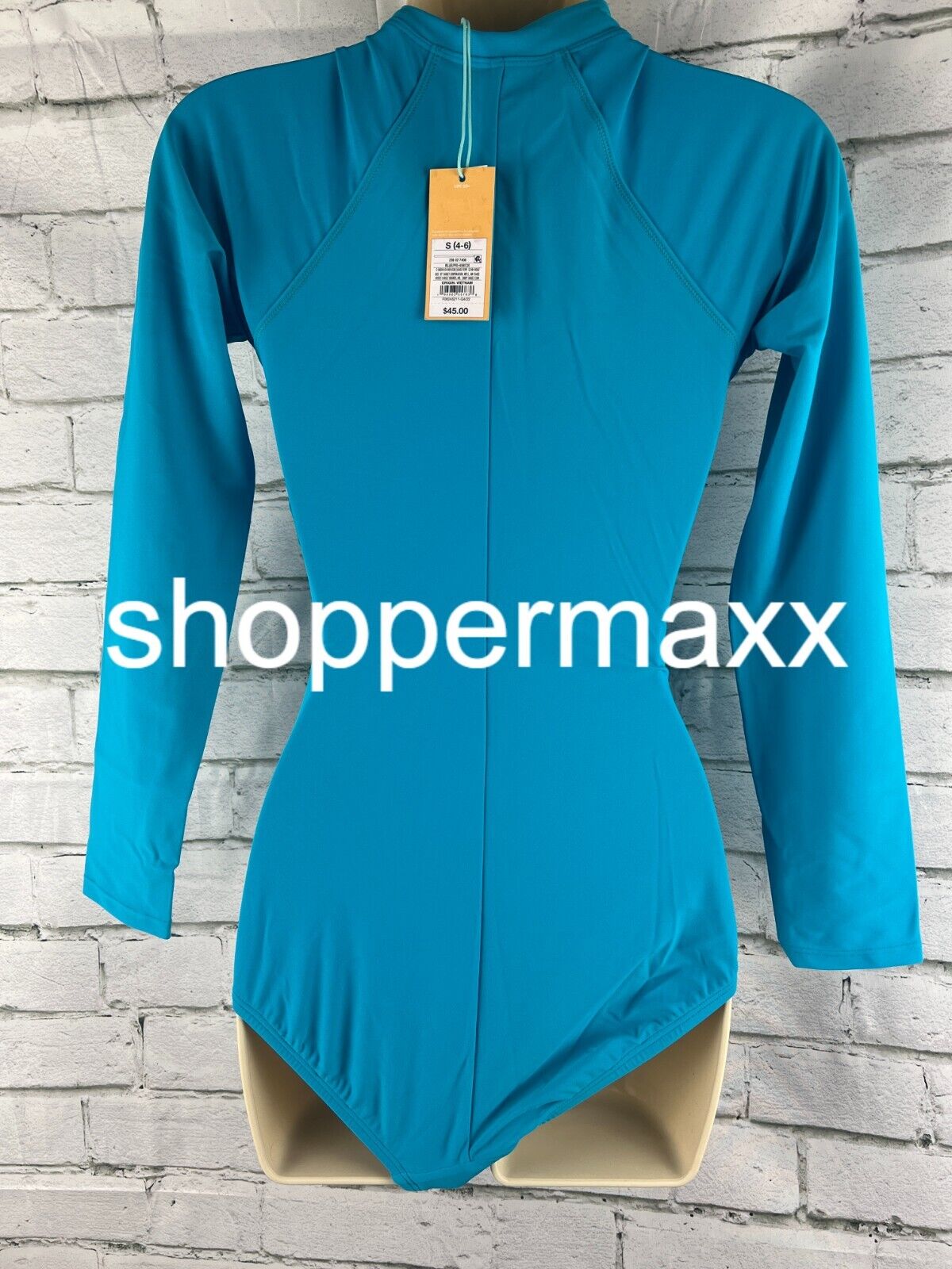 Women's Long Sleeve Rash Guard High Coverage One Piece Swimsuit - Kona Sol, Blue