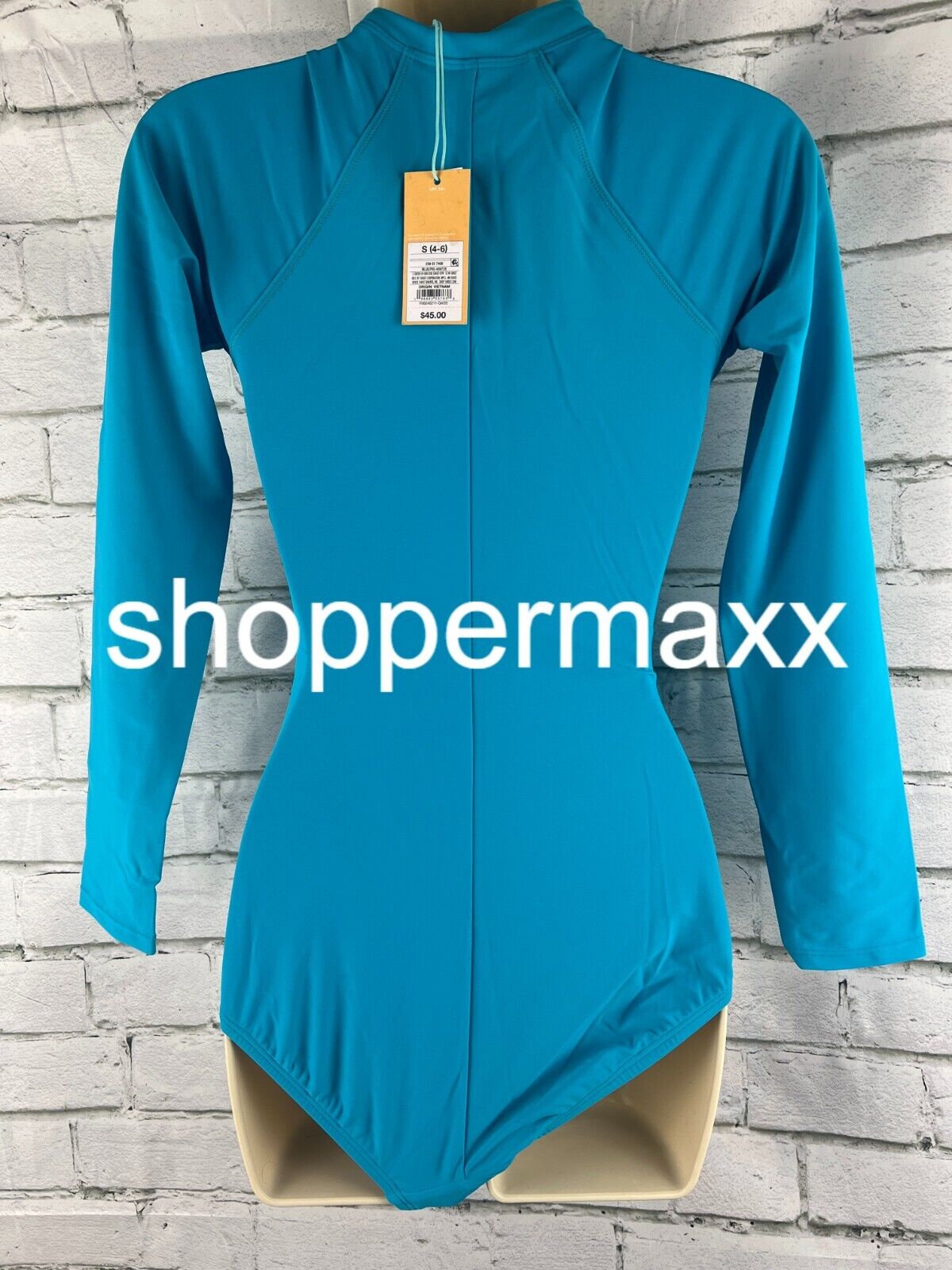 Women's Long Sleeve Rash Guard High Coverage One Piece Swimsuit - Kona Sol, Blue