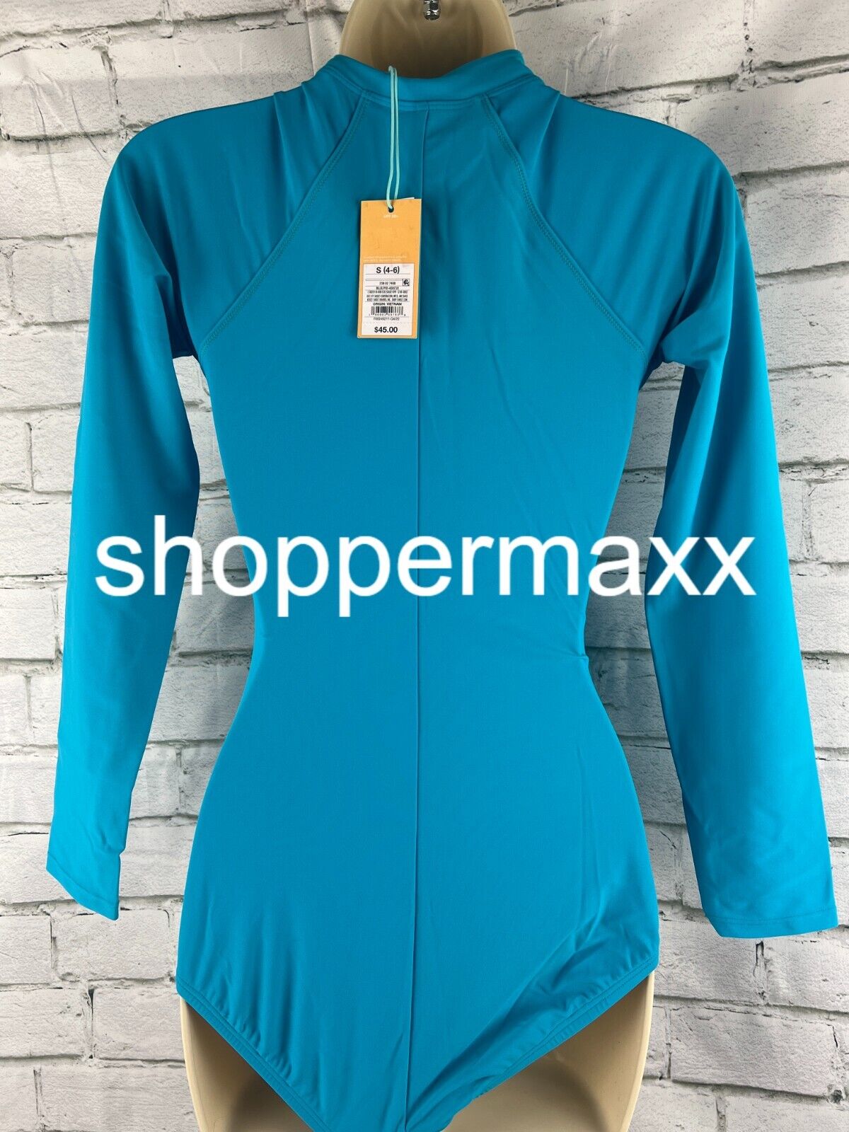 Women's Long Sleeve Rash Guard High Coverage One Piece Swimsuit - Kona Sol, Blue