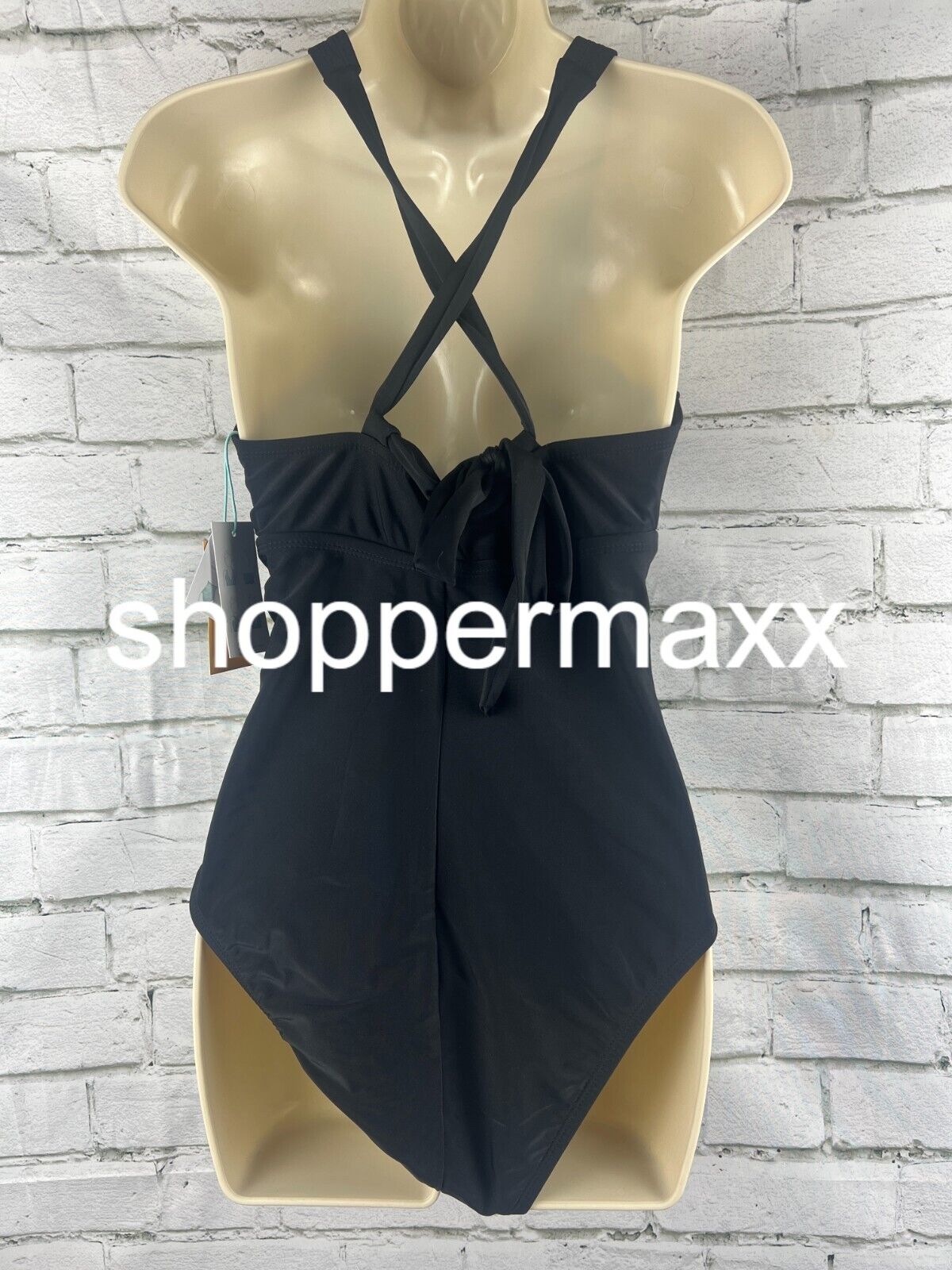 Women's Keyhole Cross Neck Medium Coverage One Piece Swimsuit - Kona Sol,Black,M