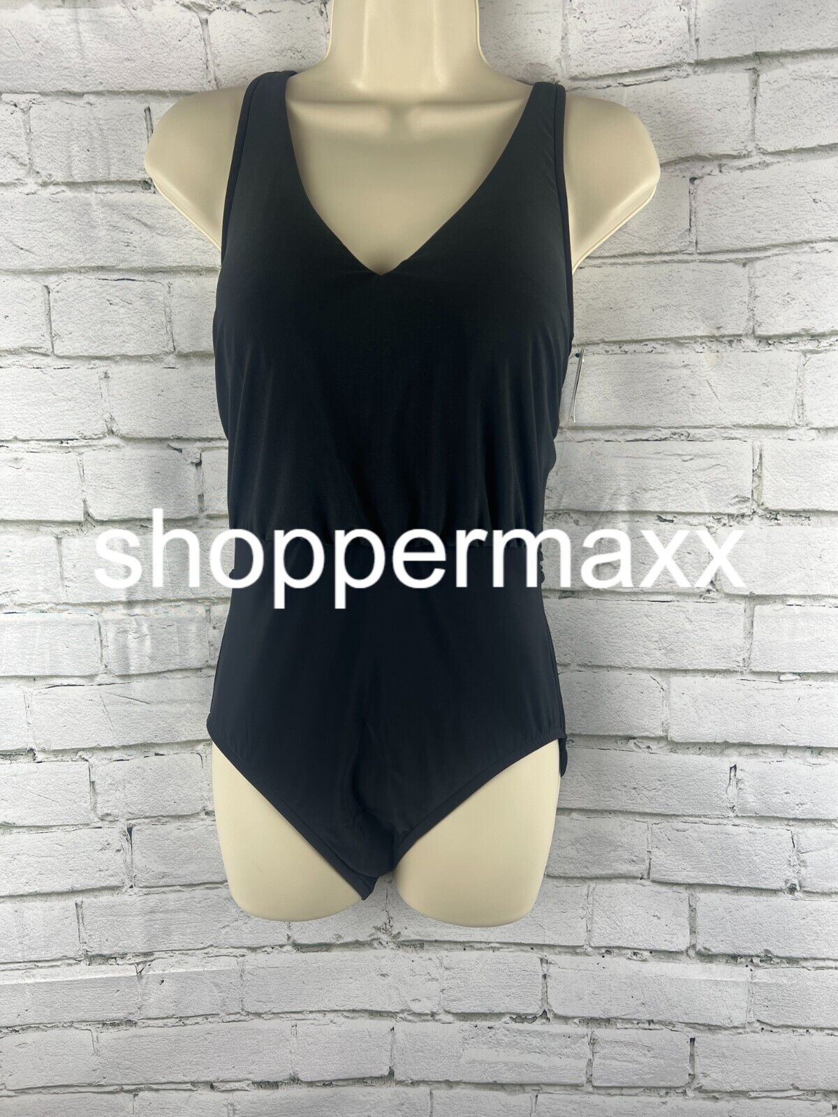Women's UPF 50 Waist Tie One Piece Swimsuit - Aqua Green, Black, M
