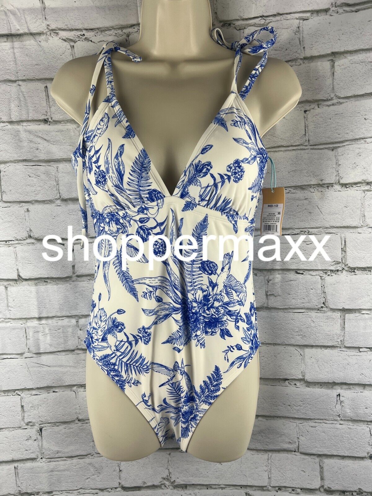 Women's Shoulder Tie Medium Coverage One Piece Swimsuit - Kona Sol - Blue - M