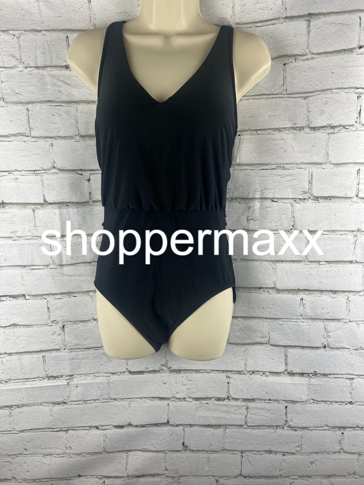 Women's UPF 50 Waist Tie One Piece Swimsuit - Aqua Green, Black, M