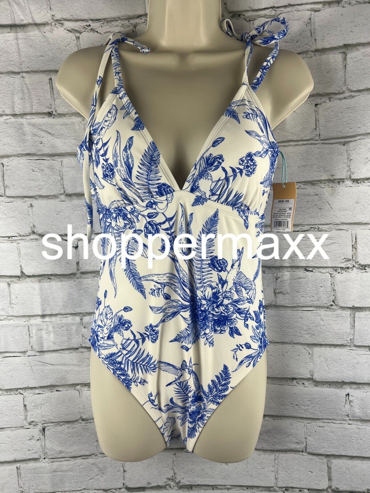 Women's Shoulder Tie Medium Coverage One Piece Swimsuit - Kona Sol - Blue - M