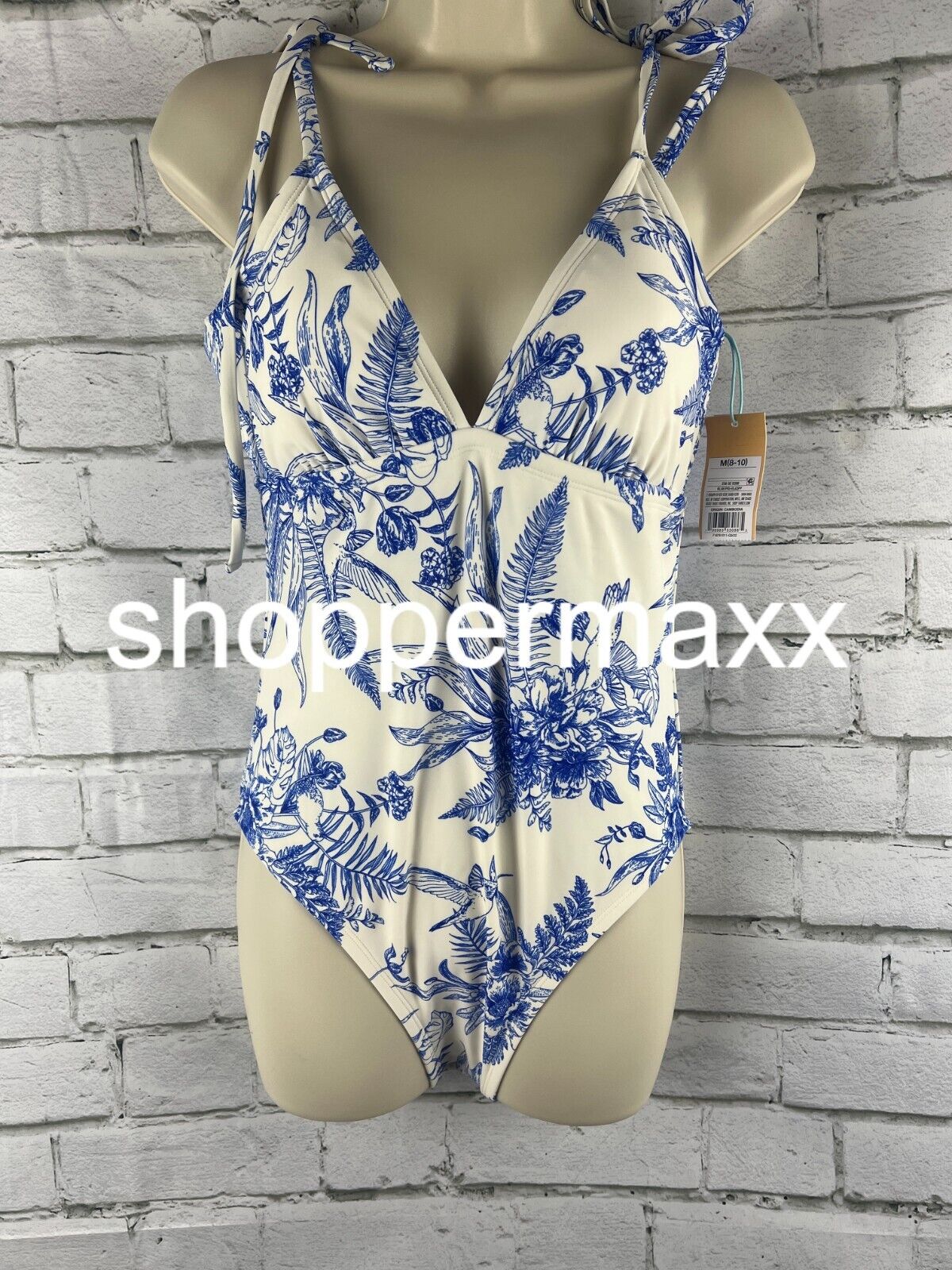 Women's Shoulder Tie Medium Coverage One Piece Swimsuit - Kona Sol - Blue - M