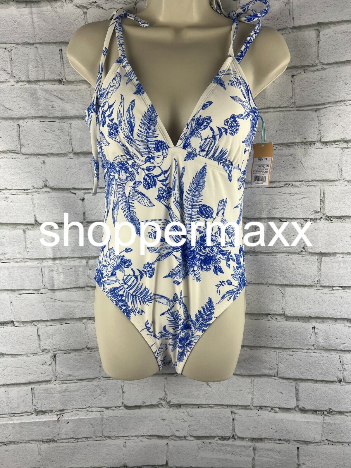 Women's Shoulder Tie Medium Coverage One Piece Swimsuit - Kona Sol - Blue - M