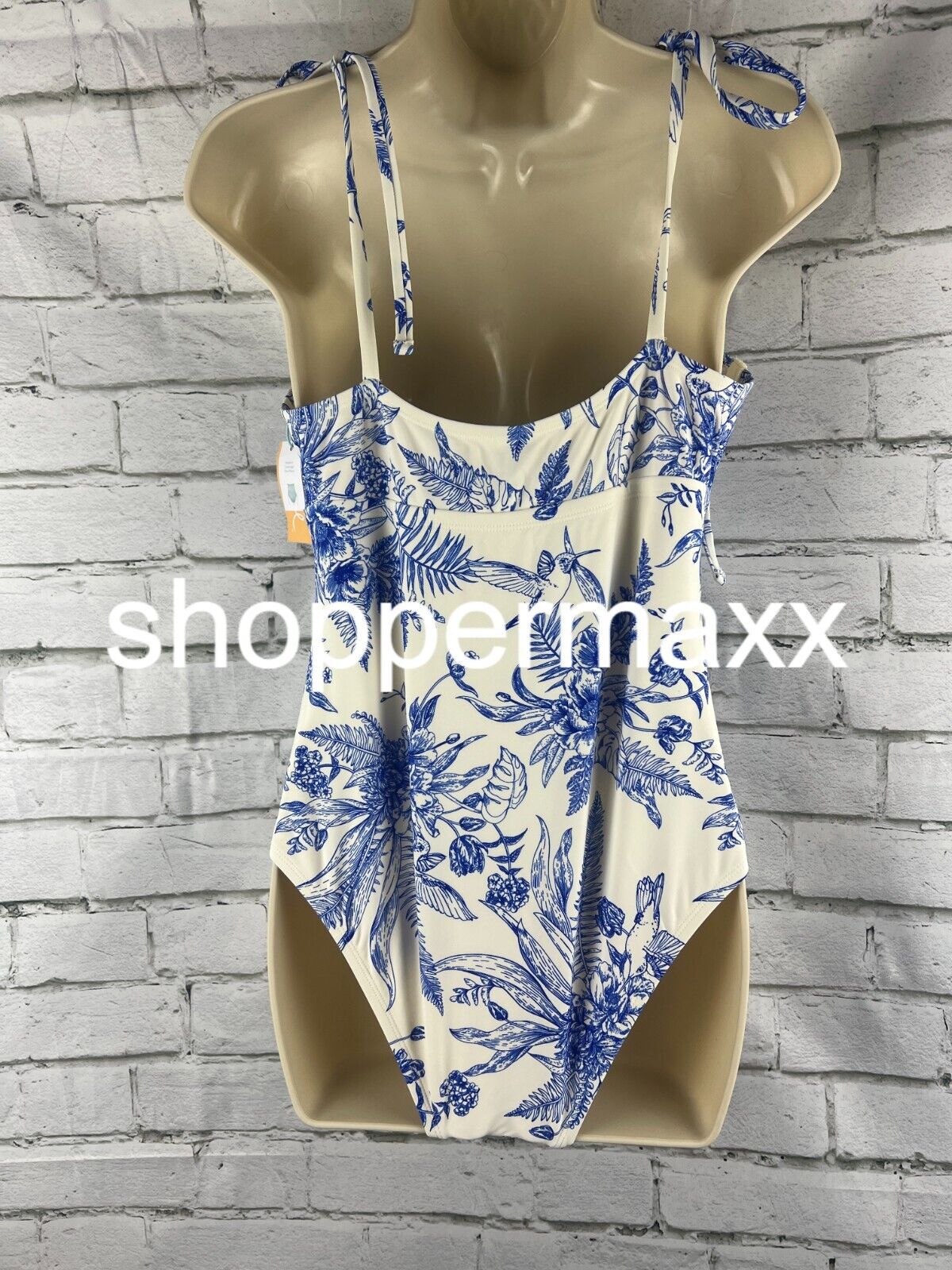 Women's Shoulder Tie Medium Coverage One Piece Swimsuit - Kona Sol - Blue - M