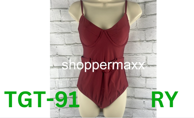 Women's Underwire Belted One Piece Swimsuit - Shade & Shore, Red, M