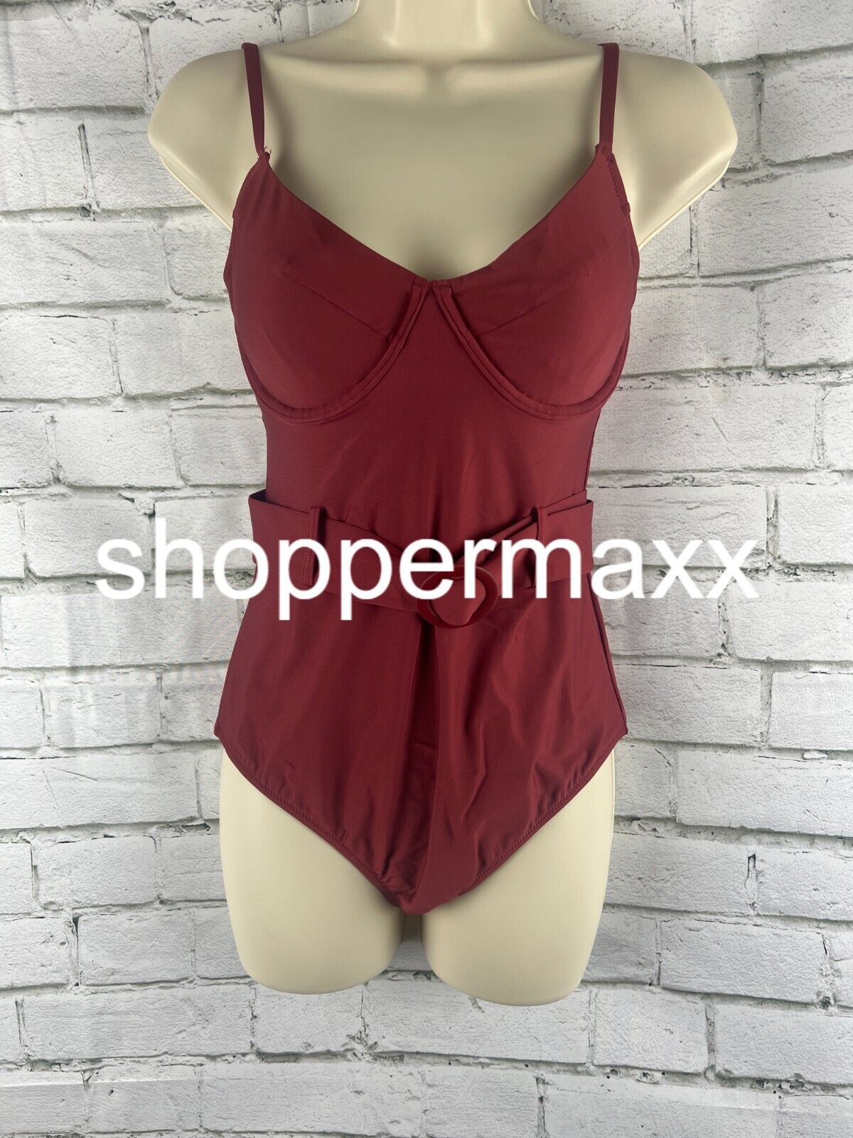 Women's Underwire Belted One Piece Swimsuit - Shade & Shore, Red, M