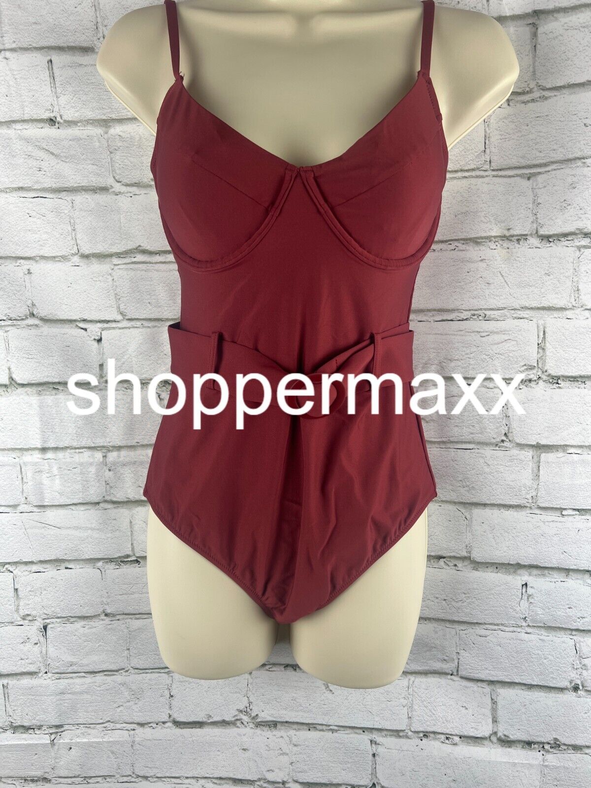 Women's Underwire Belted One Piece Swimsuit - Shade & Shore, Red, M