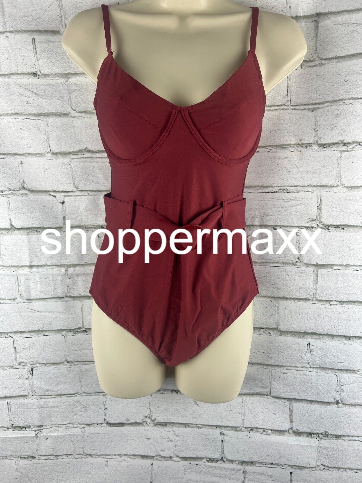 Women's Underwire Belted One Piece Swimsuit - Shade & Shore, Red, M