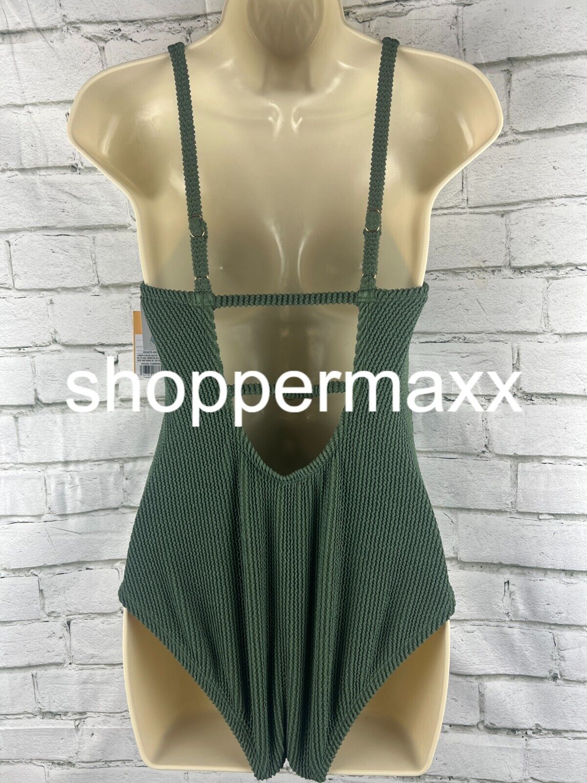 Women's Pucker Textured Square Neck One Piece Swimsuit - Kona Sol, GREEN, M