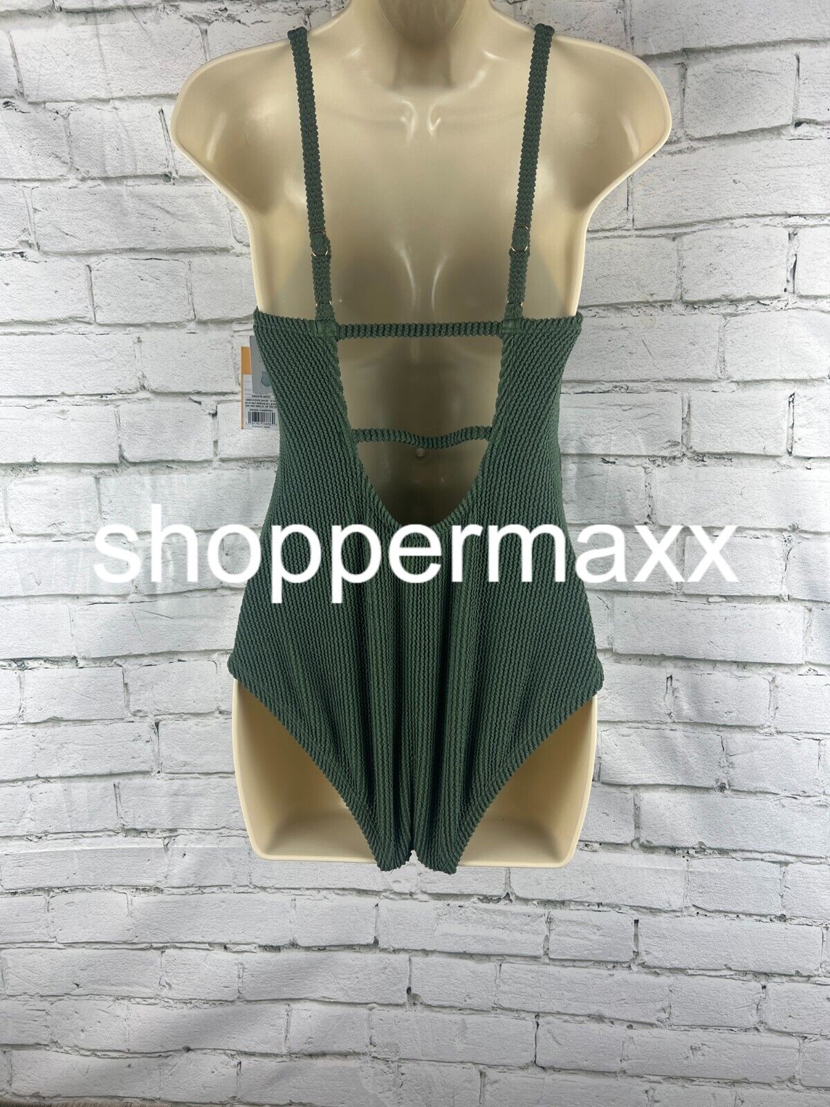 Women's Pucker Textured Square Neck One Piece Swimsuit - Kona Sol, GREEN, M