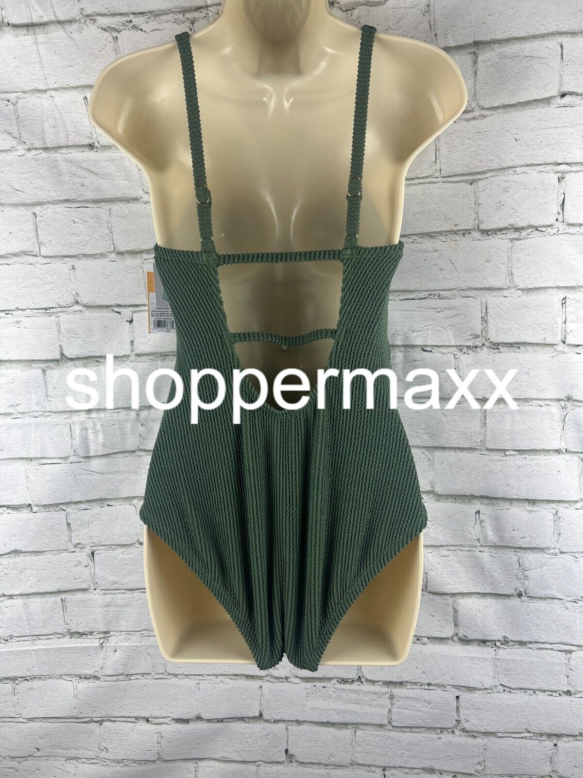 Women's Pucker Textured Square Neck One Piece Swimsuit - Kona Sol, GREEN, M
