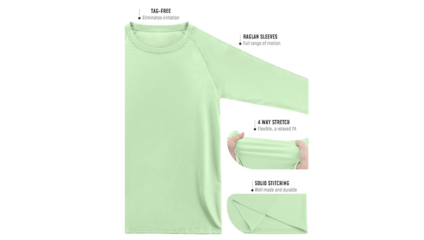 Swim Shirts for Men Short Sleeve Rash Guard Sun UV Shirts, light green, M