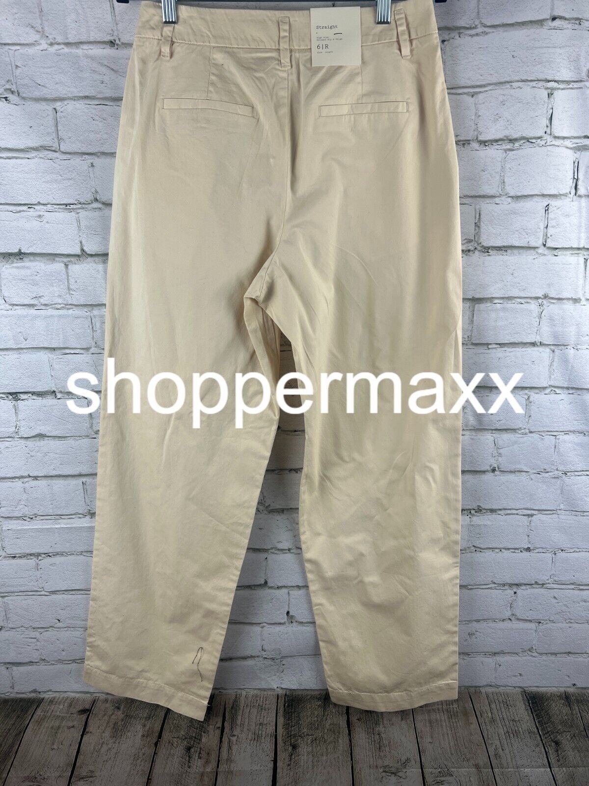 Women's High-Rise Pleat Front Straight Chino Pants - A New Day, Cream, 6