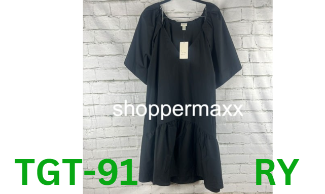 Women's Flutter Short Sleeve Mini Shift Dress - A New Day, Black, 2X