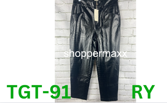 Women's High-Rise Faux Croc Pants - A New Day, Black, 4