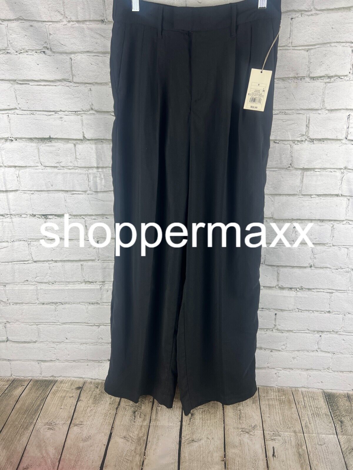 Women's High-Rise Wide Leg Fluid Pants - A New Day, BLACK, 8