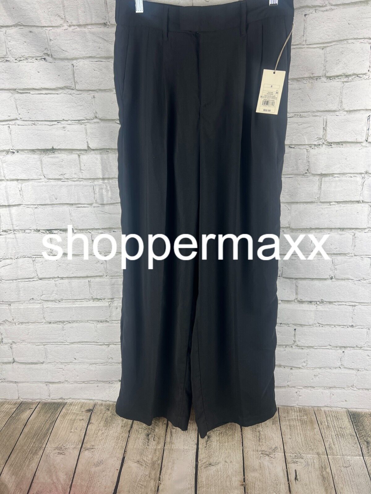 Women's High-Rise Wide Leg Fluid Pants - A New Day, BLACK, 8