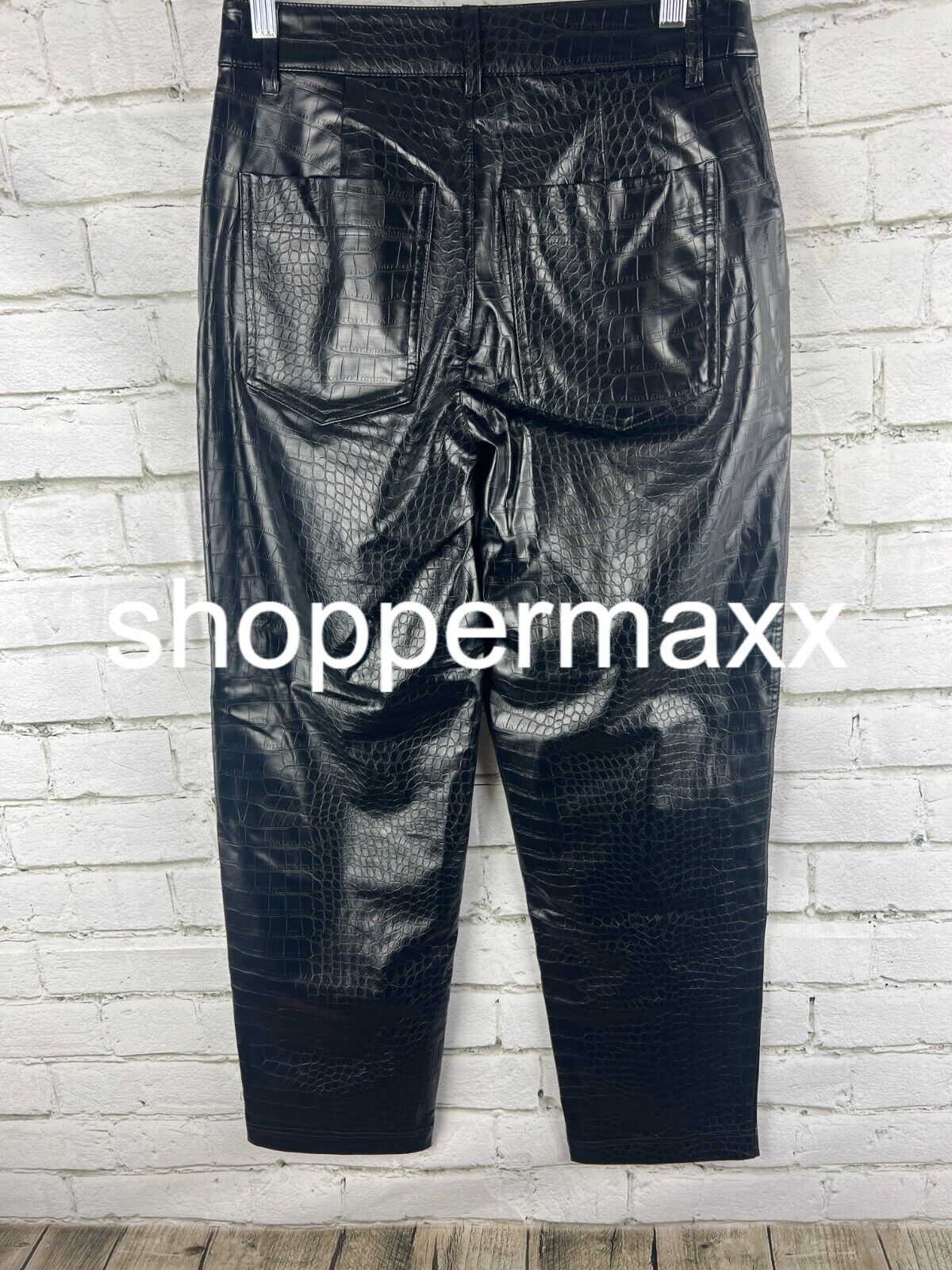 Women's High-Rise Faux Croc Pants - A New Day, Black, 4