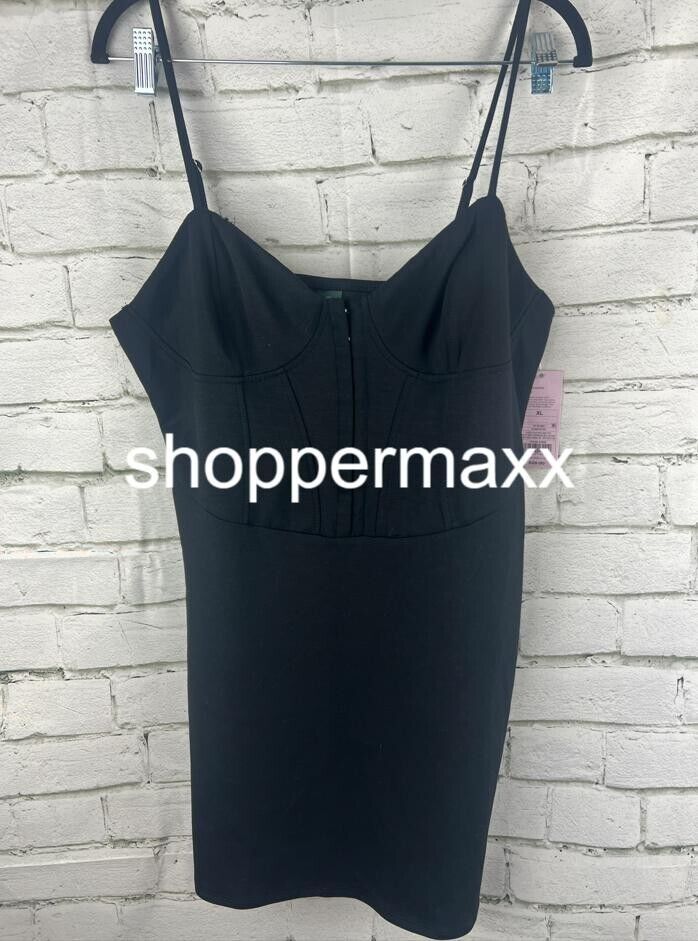 Women's Sleeveless Corset Mini Knit Bodycon Dress - Wild Fable, Black, X-Large