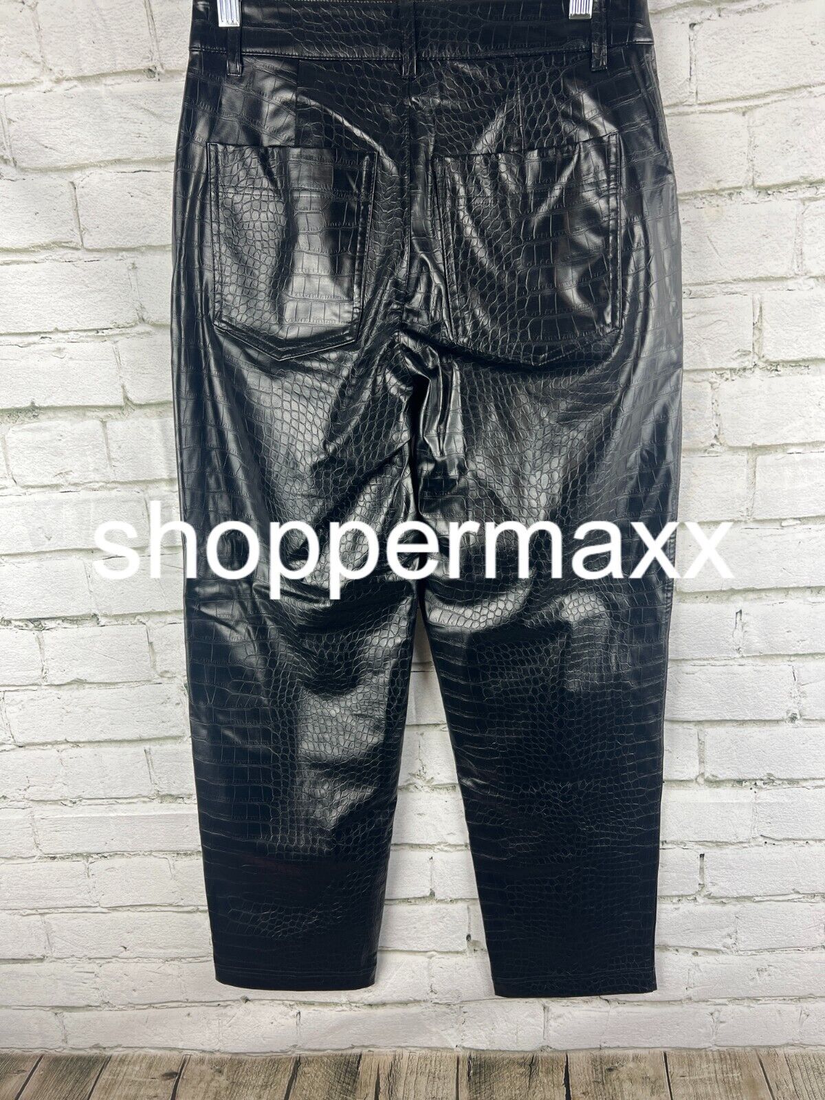 Women's High-Rise Faux Croc Pants - A New Day, Black, 4