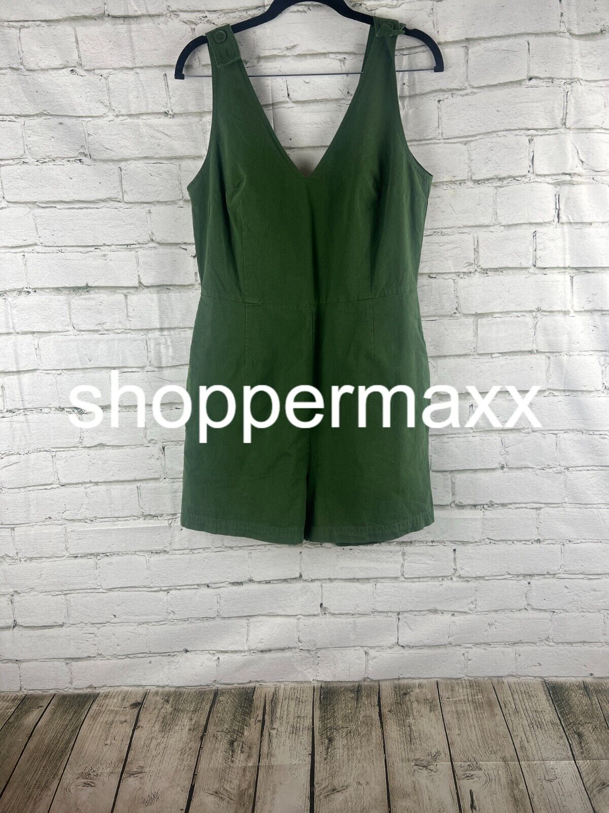 United By Blue Women's Organic V-Neck Romper - Hunter Green, M