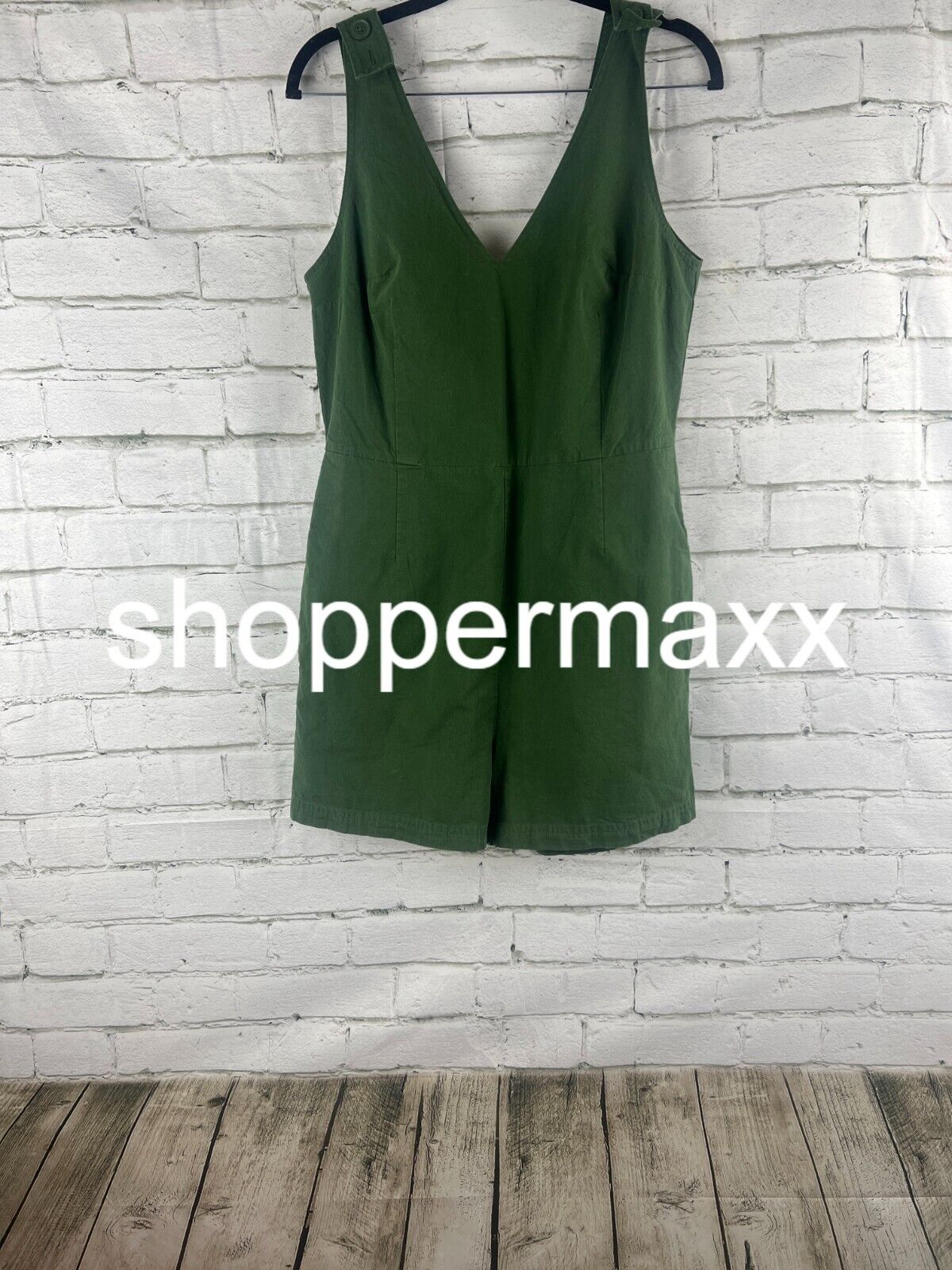 United By Blue Women's Organic V-Neck Romper - Hunter Green, M