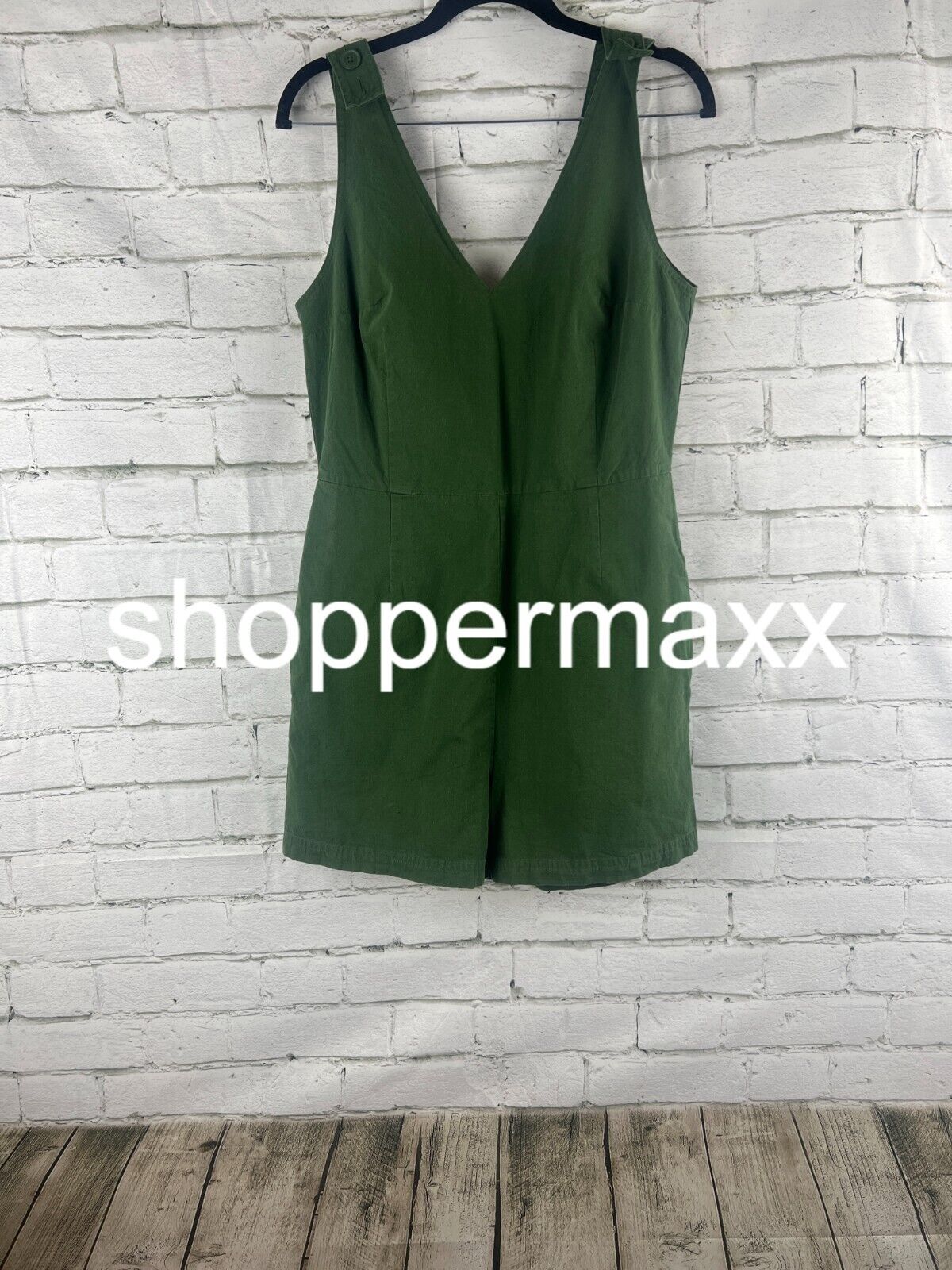 United By Blue Women's Organic V-Neck Romper - Hunter Green, M