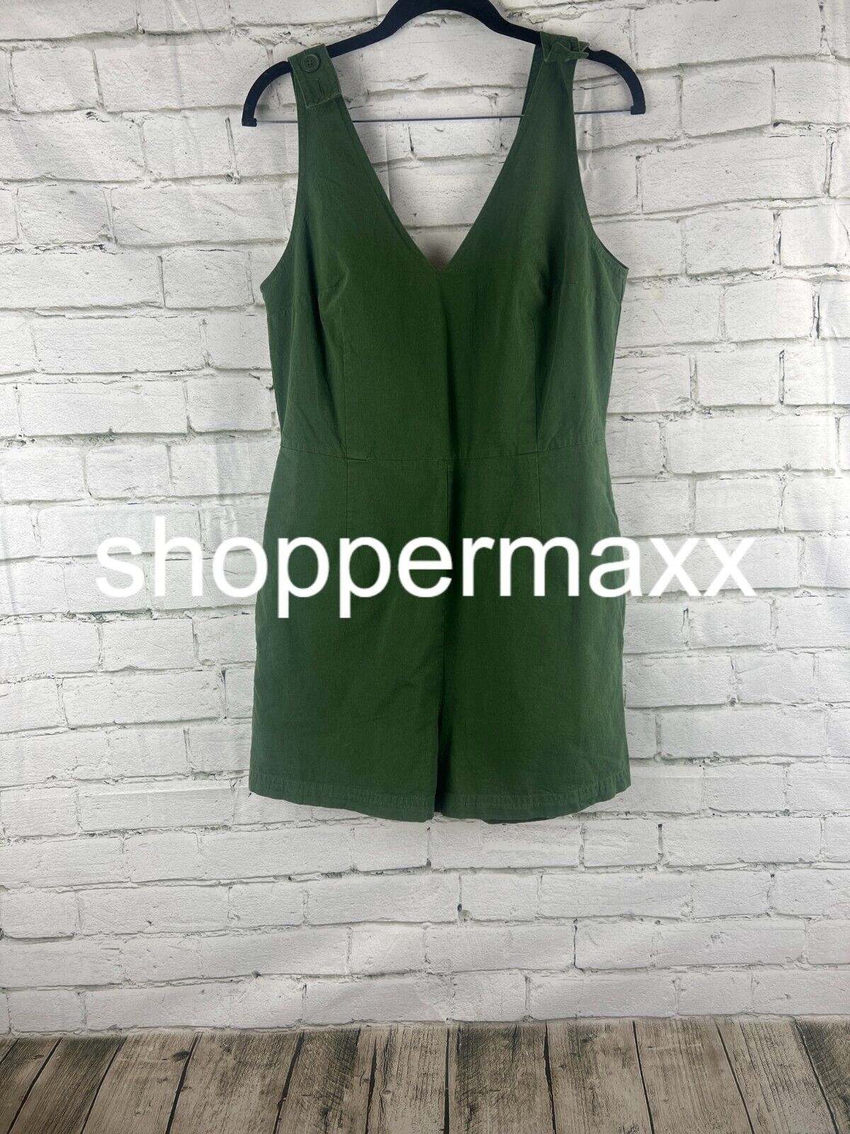 United By Blue Women's Organic V-Neck Romper - Hunter Green, M