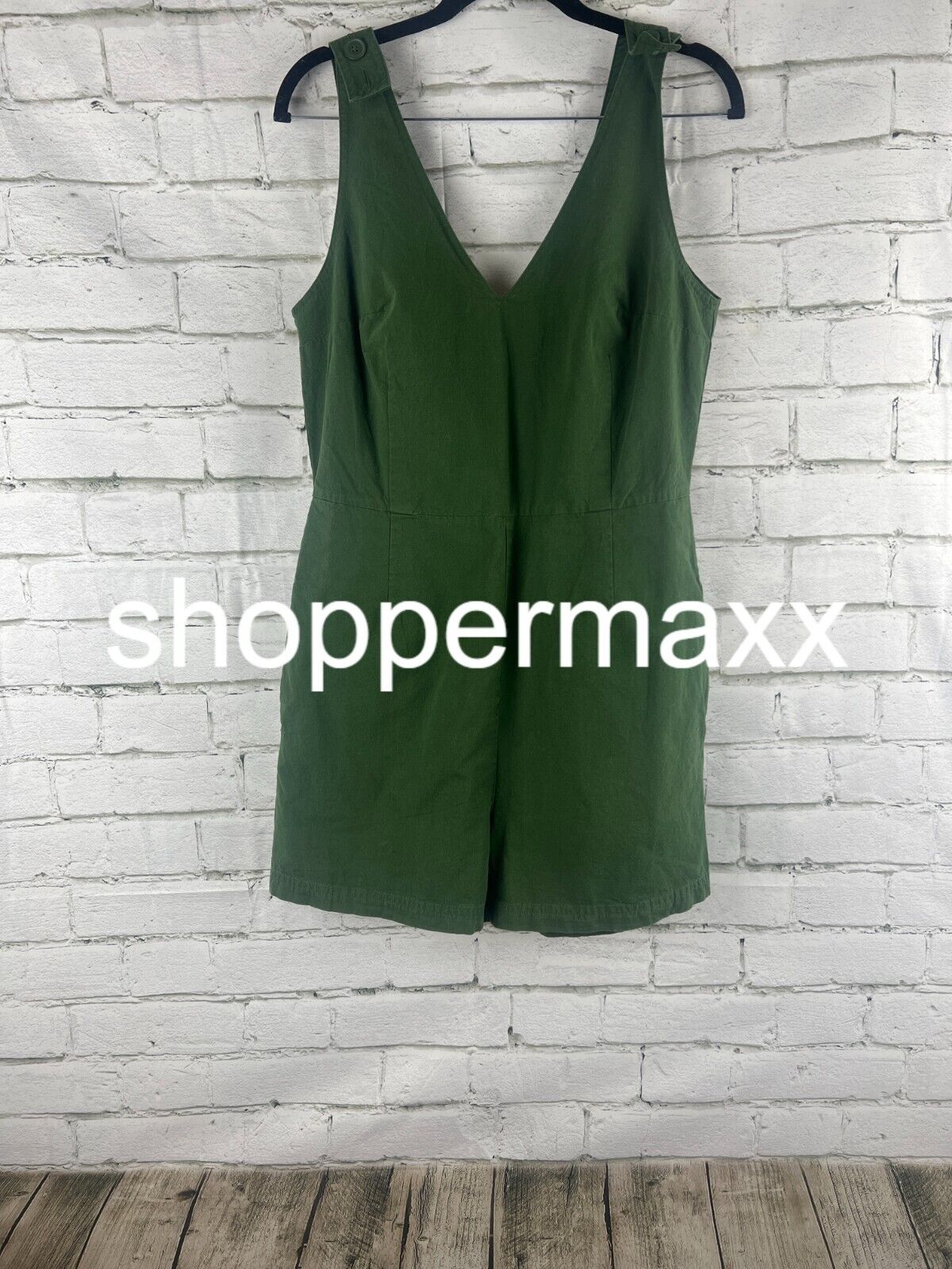 United By Blue Women's Organic V-Neck Romper - Hunter Green, M