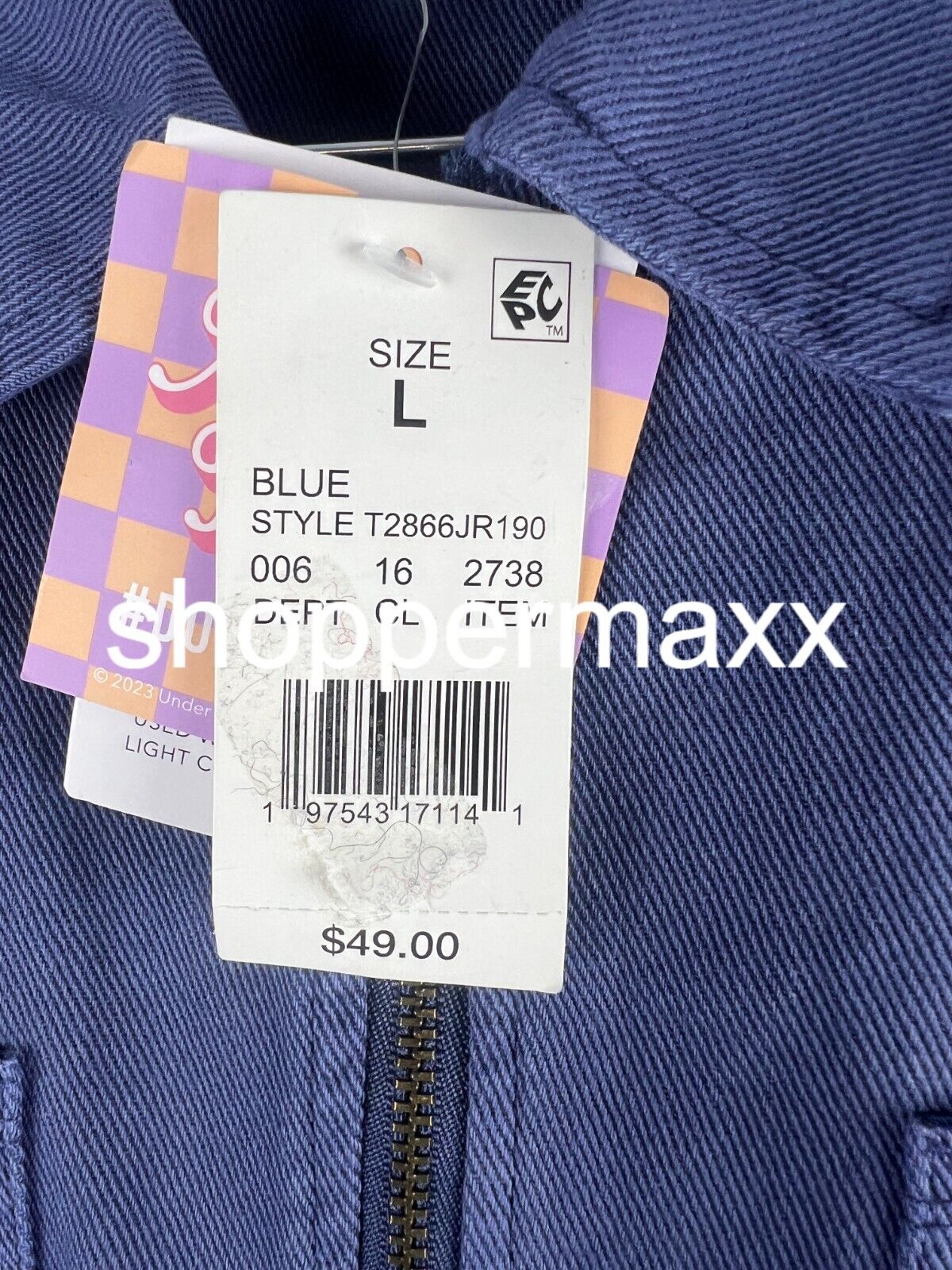 Women's Ascot + Hart Graphic Utility Zipper Jumpsuit - Blue, L