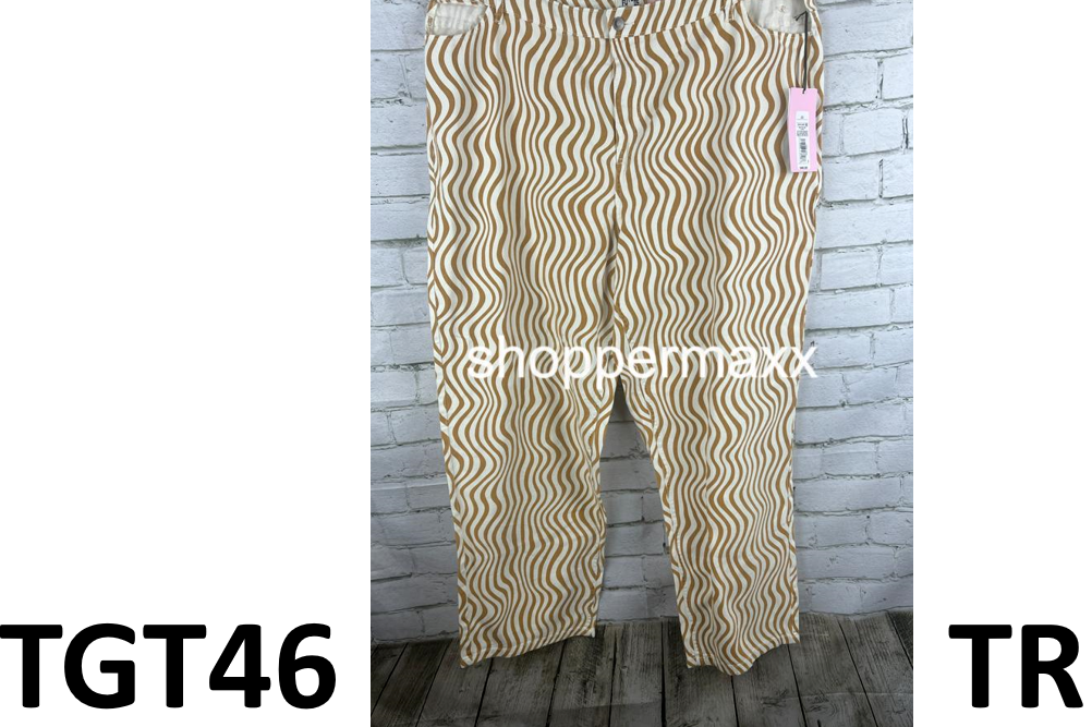 Women's Wave Print Cut Out Waist Straight Leg Jeans - Future Collective, Size 20